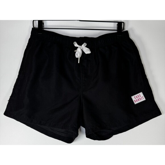 Cake Bandit Men's Medium Black Swim Trunks Lined Drawstring Shorts Trans Masc - Picture 1 of 10